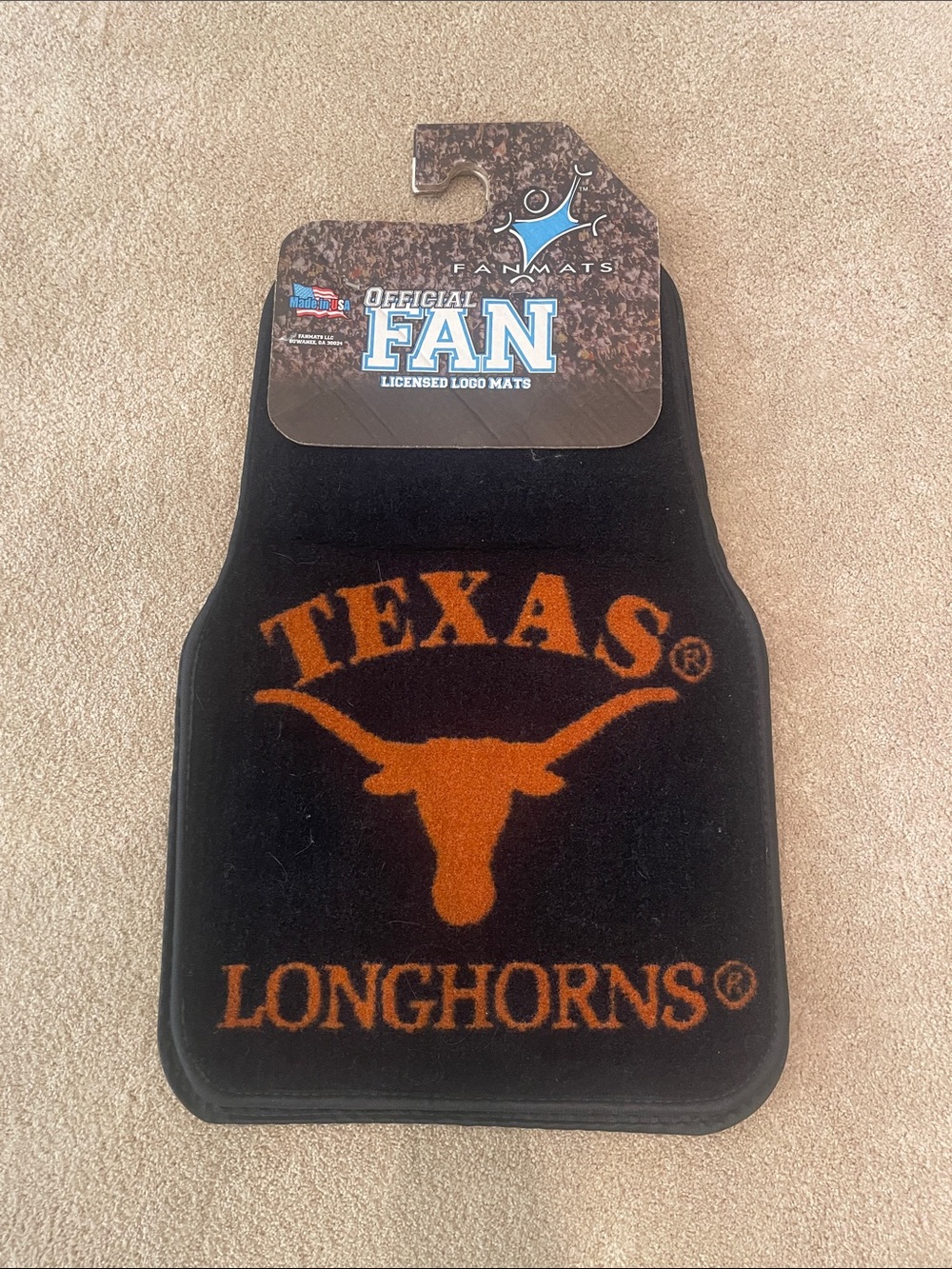 NEW set of 2 FanMats Texas Longhorns car carpeted floor mats